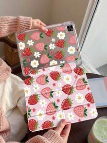 草莓白花图案 iPad 保护套,兼容 iPad Air 4/5(10.9 英寸)、iPad 7/8/9(10.2 英寸),内置 Apple Pencil 插槽,兼容三星 Tab S6(10.4 英寸)、Tab A7 Lite(8.7 英寸),兼容 Kindle(第 11 代,2022 年发布),硅胶加固边角,自动唤醒/睡眠功能,秋冬浪漫、圣诞节、情人节、新年礼物之选。 - 彩色 - 查看 2