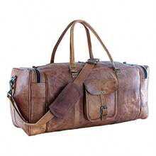 Komal's Passion Leather Leather Duffle Bag 32 Inch Large Travel Bag Gym Sports Overnight Weekender Bag 21 Inch - As Pic - View 5