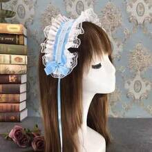 1pc Sweet White Lace Bow Hairbands, French Retro Lolita Hair Accessories For Tea Party Gift Exchange Elegant Court Gothic Lolita Headpieces - TS1000-3[黑色] - 查看 8