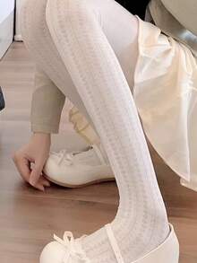 A Pair Of Sexy And Cute European And American Style Anti-Snag Tights, Daily Wear Stockings, Stylish Legwear, Elegant Design. - White - View 2