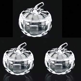 Crystal Pumpkin Jar With Lid Glass Decorative Wedding Candy Bowl Candy Box Storage Jar With Lid Home Decor Autumn Thanksgiving Halloween Party Centerpiece Decoration (Transparent)