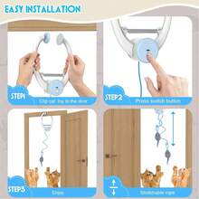 Cat Toy Interactive For Indoor Cats, Smart USB Rechargeable Door Hanging Automatic Retractable Kitten Toys, Teaser Electronic Self Play Feather Cat String Toy - Màu xanh lam - Xem 3