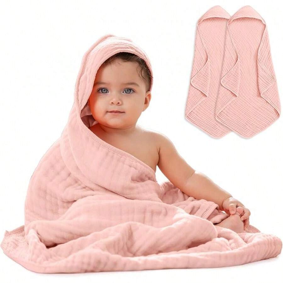 Toalla con Capucha para Adulto Algodón Muselina – y Absorbente para Playa y Baño – Estilo Manta con Capucha, para Adultos Salvia - Encaje - Ver 1