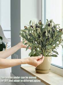 4pcs, Realistic Artificial Olive Leaf Tree Branch With Fruit For Home Garden Decoration, Wedding Bouquet, Silk Flower Arrangement, Creative Gift, Holiday Accessory, Birthday Party Supplies, Birthday Gift, Aesthetic Home Decor, Party Packs