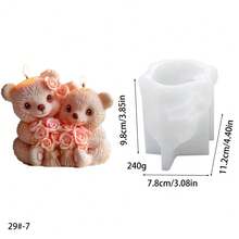 1个DIY创意小熊捧花硅胶模具，适用于工艺品和蜡烛制作