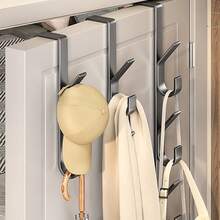 Over The Door Hooks No Drill Hanging Storage Organizer Rack With 3/5/7 Hooks Options Rounded Corner Polishing For Door Seams 2mm Door Hanger - Grey - View 8