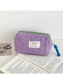 1pc 4-Color Plaid Cosmetic Bag, Portable Makeup And Toiletry Storage Pouch - Multicolor - View 9