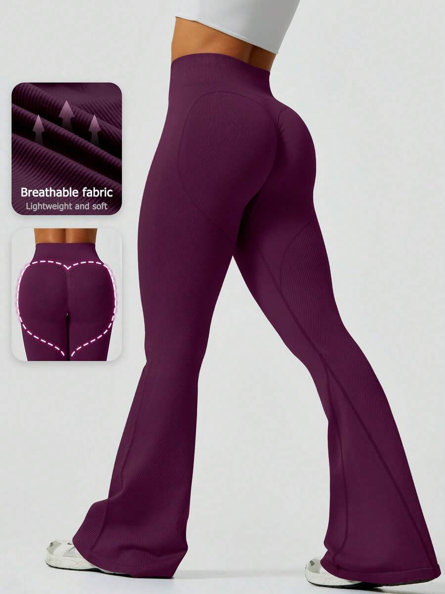 1pc High Waist Flare Elastic Ribbed Waist Belt, Slimming Design, Suitable For Dancing - Purple - View 1