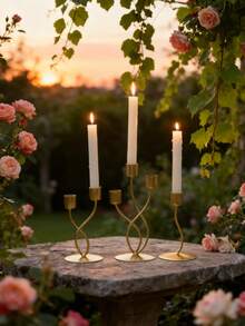 1pc Nordic Style Luxury Candle Holder Home Decor, Vintage Candlelight Dinner Prop, Minimalist Dining Table Decoration, Suitable For Valentine's Day, Wedding, Birthday - Nhiều màu - Xem 1