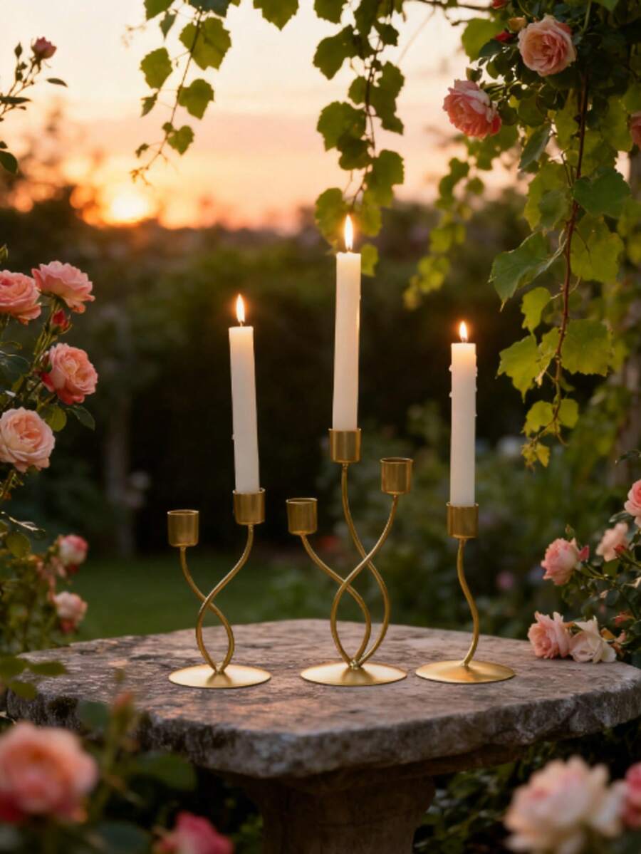 1pc Nordic Style Luxury Candle Holder Home Decor, Vintage Candlelight Dinner Prop, Minimalist Dining Table Decoration, Suitable For Valentine's Day, Wedding, Birthday - Nhiều màu - Xem 1