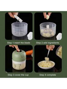 Mini USB Rechargebale Electric Garlic Grinder,  Portable Veggie Press Chopper, 250ML Garlic Mincer For Onions, Peppers, Tomatoes, Kitchen Electric Shredder - Green - View 2