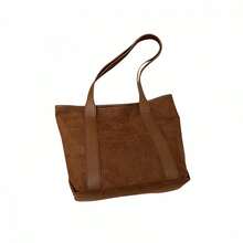 Bolso de mano grande para mujer, elegante bolso de hombro de gamuza para compras, uso diario, trabajo y viajes. - Marrón claro - Ver 6