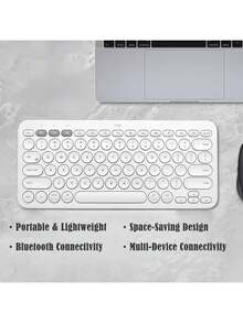 Logitech K380無線鍵盤 超長續航 即連即用 人體工學設計 平板筆記本手機通用 輕巧便攜 - 白色 - 查看 2