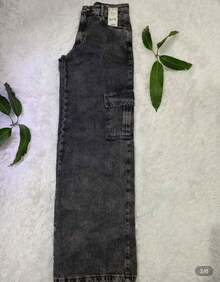 Women's Cargo Jeans With Pockets, High Waist, Butt-Lifting Effect, Spring And Summer, Premium Fabric, Wide Leg Style - Graffiti hàng hóa - Xem 3
