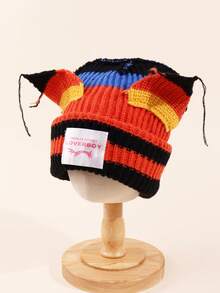 180g Pig Ear Style Knitted Beanie Hat, Warm & Fashionable, Unisex - Multicolor - View 13