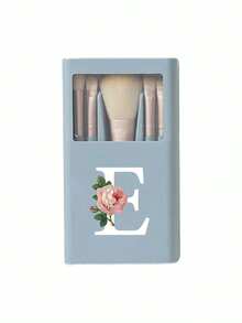 5pcs Portable Makeup Brush Set With Mirror, Rose White Letter A-Z Printed, Boxed Makeup Brush Set, Multi-Functional Makeup Brush Set With Mirror Case, Mini Multi-Functional Makeup Pencil, Foundation Brush, Eyeshadow Brush, Basic Makeup Tool Mixing Brush. Makeup Brush Organizer Includes Makeup Brushes, Convenient And Practical, Ideal Gift For Girls, Portable Travel Essentials, Travel Must-Have. - Multicolor - View 16