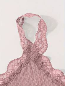 3pcs Women Casual Elegant Ribbed Backless Camisole Pajama Set, Sexy Nightgown And Dress, Suitable For Valentine's Day Gift - Multicolor - View 3