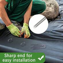 50 Pack Landscape Staples 4 Inch 12 Gauge Garden Stakes Galvanized Garden Staples Pins Anti-Rust Ground Stakes For  Barrier Irrigation Tubing Yard Lawn Landscape Fabric - Silver - View 5