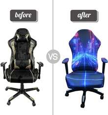 (1 Piece) Gaming Chair Protective Cover Universal Chair Cover Swivel Chair Elastic Gaming Punk Style Gaming Chair Cover - Multicolor - View 3