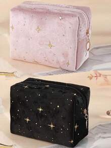 1个优雅星形天鹅绒八角化妆包，便携式手提化妆包，金色闪亮星形设计，包含化妆包套装、房间装饰、包袋、化妆包、梳妆台、化妆包、收纳包、储物包、化妆包、洗漱包、桌面收纳包、化妆包、化妆袋、化妆品收纳包、化妆袋、化妆包、梳妆台、化妆包、小化妆包、化妆包、圣诞礼物、小包、手拿包/小手提包、化妆品收纳包、小包、刷子收纳袋、迷你包、大容量包、女士礼物、圣诞礼物、女士礼物创意