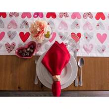 QY- DII CAMZ37698 - Camino de mesa de cocina 100% algodón lavable a máquina estampado para el día de la madre el día de San Valentín y el uso diario 14 x 108 pulgadas collage de corazones -6194 - Collagedecorazones - Ver 4