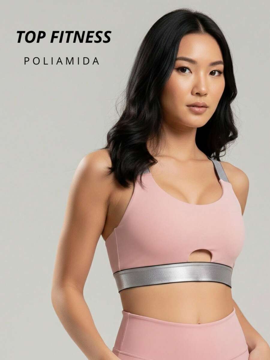 KLN Gym Top With Removable Pads And Reinforced Straps Sports Bra - Rusty Rose - View 1