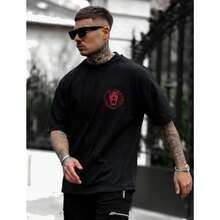 Men's Oversized T-Shirt Nanatsu No Taizai Anime Series Escanor Seven Deadly Sins Leo Shirt - 黑色 - 查看 2