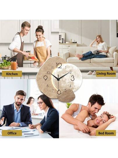 2D Moderne Minimalist Silent Wand Clock, High End ative Seamless Asymmetrical Young People's Bedroom, Dining Room, Living Office, Sofa Background, Mother's Day, Wedding ation, Friend's Birthday Battery Free view 4