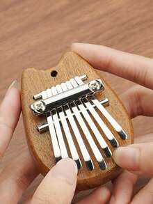 8-Note Wooden Mini Thumb Piano, 5-Finger Portable Thumb Piano Pendant, Beginner Finger Piano, Wooden Craft - Multicolor - View 1
