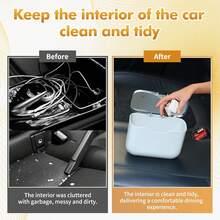 Multifunctional Car Trash Can, ABS Material Won't Deform, Fits 99% Of Vehicles, Dry & Wet Use, Space-Saving, No Damage Installation, Self-Organizing, Travel Essential, Minimalist Garbage Can, Modern Car Decor, Sturdy Car Storage Container, Portable Trash Holder, For Car Owners, Home & Auto Organizer - Multicolor - View 11