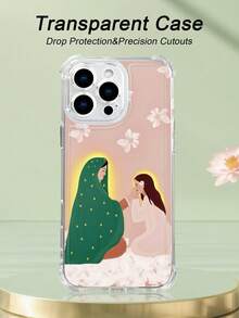 1 pieza Funda de teléfono con diseño artístico de la Virgen y una joven en tonos suaves, estilo religioso y emotivo, funda transparente resistente a golpes, ligera y con corte preciso, compatible con iPhone 17/16/15/14/13/12/11/XS/XR/X/PLUS/PRO/PROMAX, compatible con Galaxy A34/A35/A54/A55, Galaxy S20/S21/S22/S23/S24 Ultra/Plus, compatible con Moto/Galaxy/Redmi/Honor/OPPO, regalo de fiesta - transparente - Ver 1