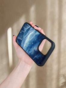 Funda de Silicona TPU para iPhone X/XS/11/12/13/14/15/16 y  S22/S23/S24/S25, Estilo Artístico Paisaje Nocturno con Montañas y Bosques, Protectora Antigolpes para Mujer y Hombre, Ideal - Blanco - Ver 5