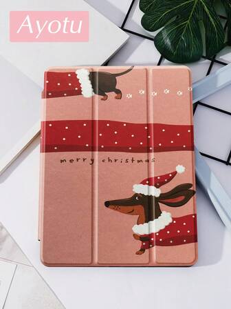 1pc New Year Dachshund Tablet Case & Kindle E-Book Case Compatible With IPad 10th Generation, IPad 11/Air 4th/Air 7th/9.7 Inches, Compatible With Samsung Galaxy Tab A9 Plus, Kindle (11th Generation-2024 Release)(6 Inch), Kindle Paperwhite 12th Gen 2024, Great Holiday Gift, Stylish And Simple Pattern.