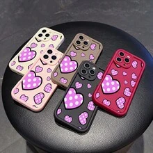1 Stück, rosa Liebesmuster, minimalistische modische Handyhülle, Geschenk für iPhone12/13/14/15/16/17/Air/Pro/Plus/Pro Max, Valentinstagsgeschenk. - Verschiedenfarbig - Übersicht 1