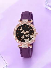 6/5件套优雅女孩精致时尚蝴蝶图案表盘石英表，适合女孩佩戴，可搭配蝴蝶首饰项链、手链、戒指和耳环套装，是送给女孩的完美生日/节日礼物，适合返校、聚会和旅行等日常生活场合。也是圣诞节、毕业季、情人节等节日送给女孩的完美礼物。 - 彩色 - 查看 5