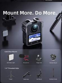 Llano For Osmo 360 Aluminum Alloy Protective Metal Cage - Black - View 6