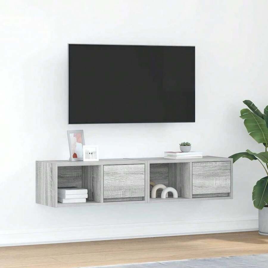 Meuble TV vidaXL, 2 pièces, gris Sonoma, 60 x 31 x 25,5 cm, bois d'ingénierie - Camel - Voir 1