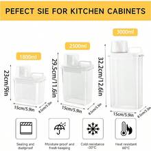 Airtight Kitchen Storage Containers, Moisture-Proof Cereal/Grain/Flour Canister With Measuring Cup, Spice Jars, Space-Saving See-Through Design For Easy Use - Multicolor - View 3