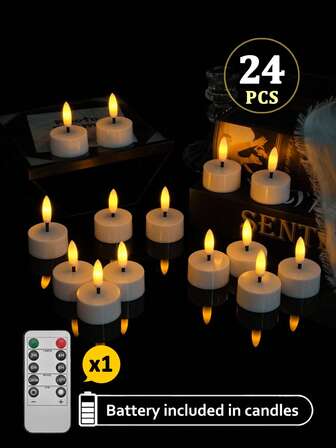 6/12/24 st LED-fjärrstyrda värmeljus, med timer/fjärrkontrollfunktion, inbyggt batteri elektroniska flamlösa ljus, värmeljus bröllopsljus, romantiska ljus, lämplig för födelsedag, fest, bröllop, frieri, jul, halloween, presenter, bordsdekor, högtidsdekoration