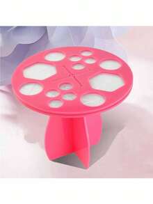 28-Slot Foldable Acrylic & Silicone Makeup Brush Holder - Black, Sturdy Adhesive Non-Slip Design, Suitable For Nail Art & Paintbrushes, Space-Saving Desktop Organizer, Geometric Slot Design, Durable Artist Brush Rack - Multicolor - View 11