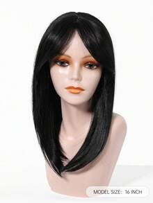 Tapa-Ralos para Cabelos Finos 16 polegadas Peças de Cabelo para Mulheres Tapa-Ralo Adicionando Volume Extra de Cabelo, Peça de Cabelo Preto Natural Liso Super Macio para Uso Diário