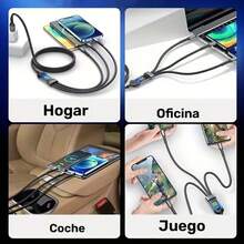Cable de Carga Rápida 3 en 1 Super-Speed de 100W | Duradero y de Alto Rendimiento USB-C Universal, Micro USB para Teléfonos Android, Lightning - Multicolor - Ver 3