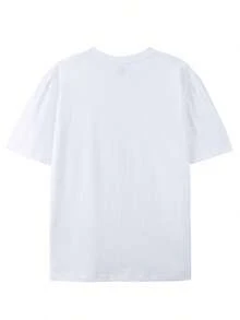 Camiseta de manga corta impresa genial para la personalidad masculina, estilo de moda, estilo callejero americano, transpirable para la piel, adecuado para el verano. - Blanco - Ver 2