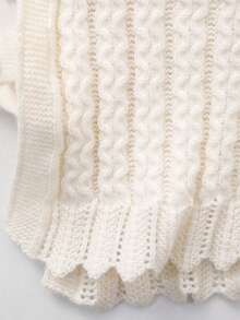 Girls' Round Neck Knitted Vest With Bow Design, Solid Color, Spring/Summer/Autumn - Beige - View 4