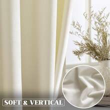 Blackout Curtains Living Room - 96 Inches Long Blocking Curtain Panels, Thermal Insulated Drapes Bedroom/Sliding Door, 2 Panels(W52 X L96 Inch, Ivory) - 漂白白 - 查看 7