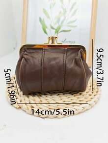 Vintage Style Genuine Genuine Leather Coin Purse Compact Key & Cash Organizer With Kiss-Lock Closure Retro Design Lightweight & Portable For Everyday Use For Women Money Wallet Mini Wallet Purse Wallet Small Wallet Coin Wallet Purses For Woman Wallet For Ladies - Multicolor - View 2