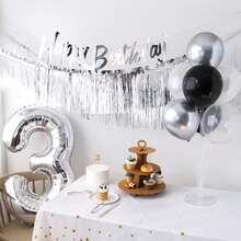 1pc Shimmering Foil Tassel Banner,Metal Fringe Wall Decor Hanging Background Table Skirt Deco, Suitable For Decorating Parade Floats, Single Party, Weddings, Birthdays, Halloween,Christmas Party Decorations - Multicolor - View 6