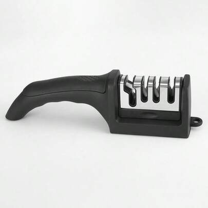 4-In-1 Knife & Scissor Sharpener – 3-Stage Manual System For Kitchen Knives, Chef & Serrated Blades – Non-Slip Base & Ergonomic Handle – Easy To Use