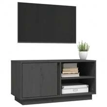 Mobile porta TV vidaXL, grigio, 80x35x40,5 cm, in legno massello di pino. - Cammello - Visualizzare 4