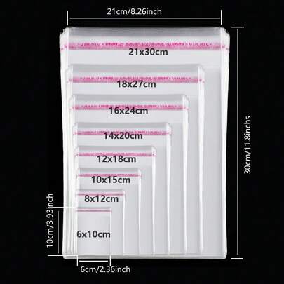 100/200Pcs Self-Adhesive Sealing Clear Opp Bags, Resealable Plastic Bags For Large-Scale Packaging Of Small Gifts, Party Favors, And Toys,Suitable For Items Of Different Sizes, Can Be Used For Clothes, Shirts, Pants, Party Gifts Packaging,Solid Packaging Bags For Holiday Gift Giving,Gift Bag